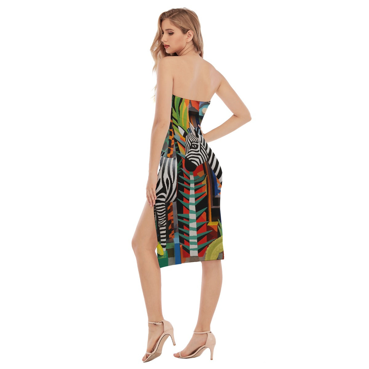 All-Over Print Women's Side Split Tube Top Dress