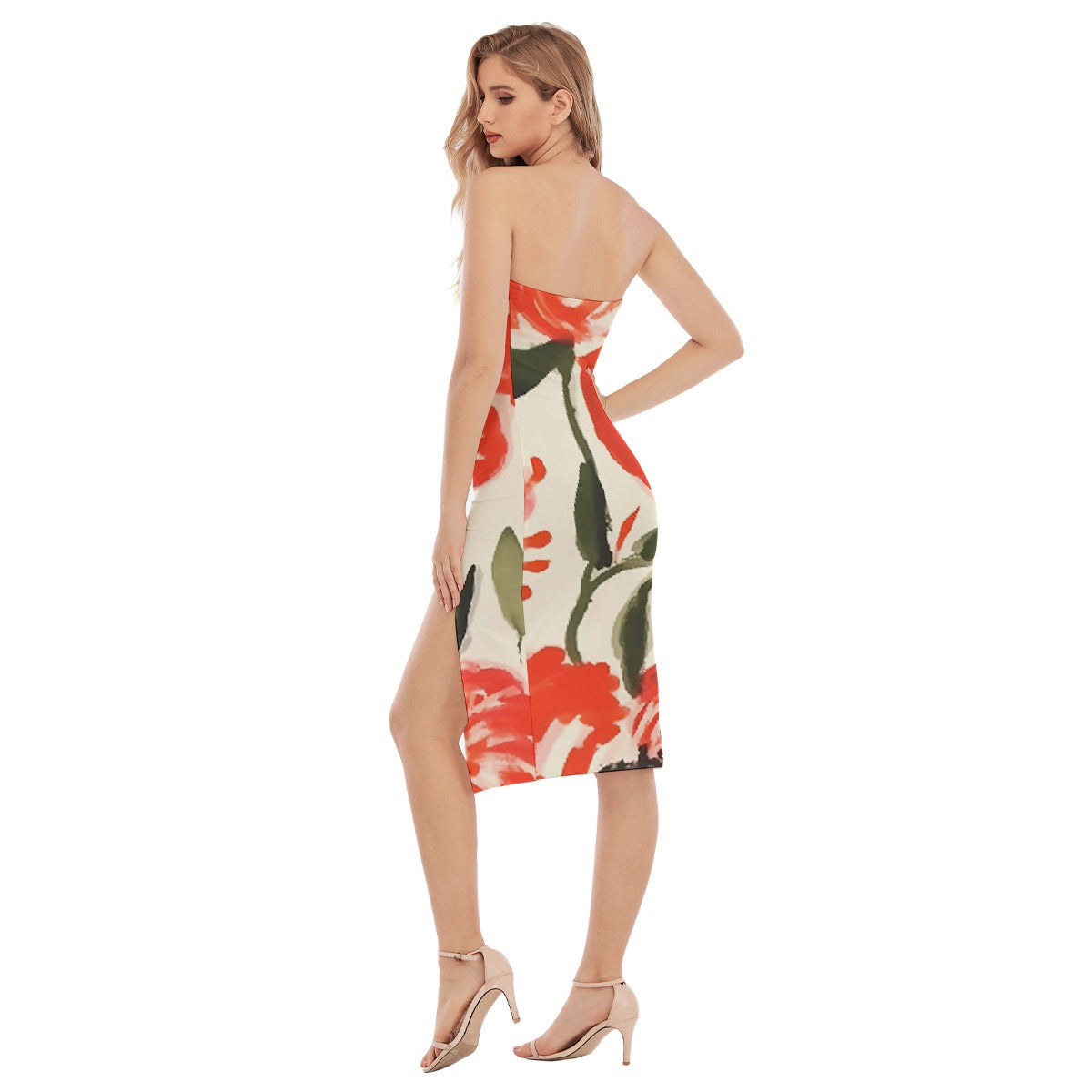 All-Over Print Women's Side Split Tube Top Dress