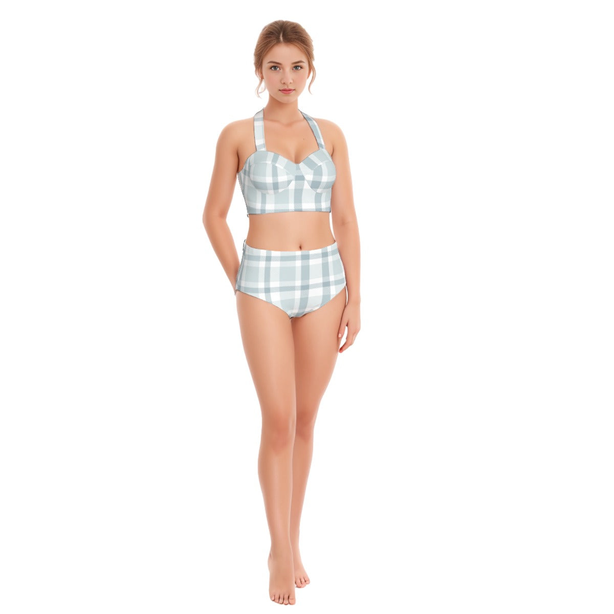 All-Over Print Women's Swimsuit Set With Halter