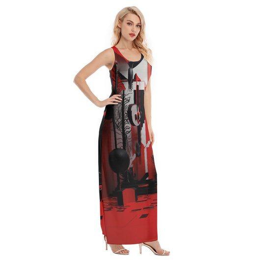 All-Over Print Women's Vest Dress | Length To Ankle