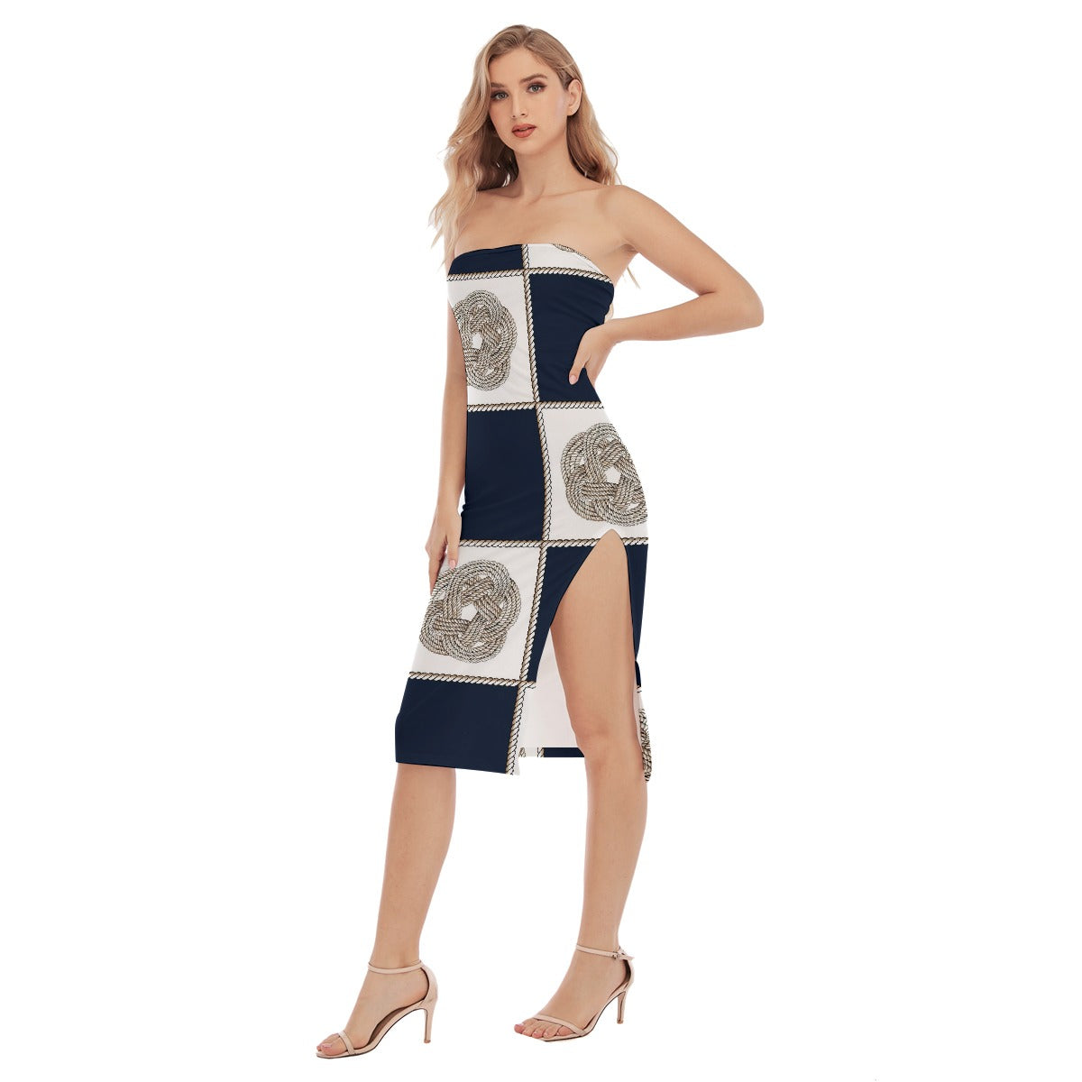 All-Over Print Women's Side Split Tube Top Dress