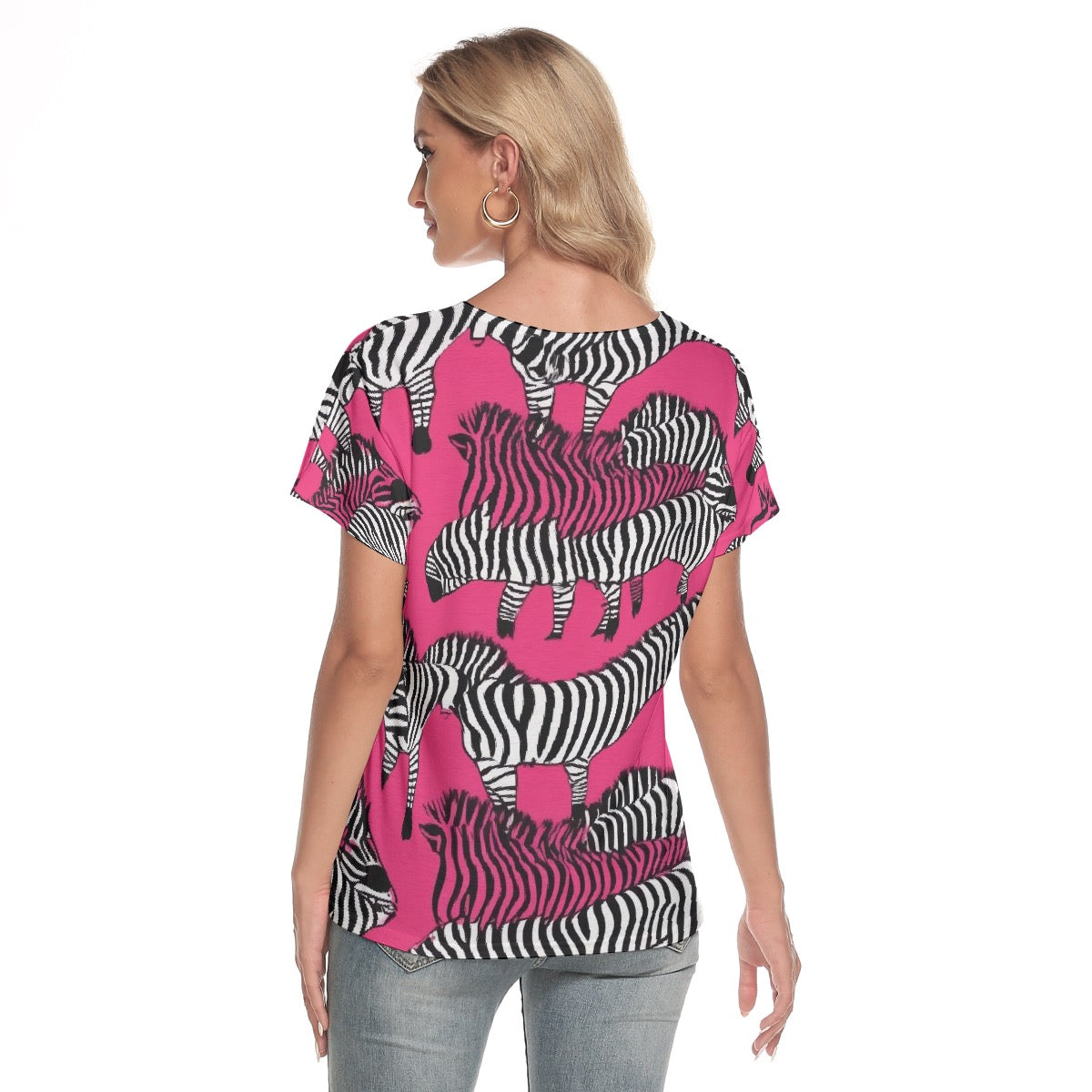 All-Over Print Women's Loose V-neck Short Sleeve T-shirt