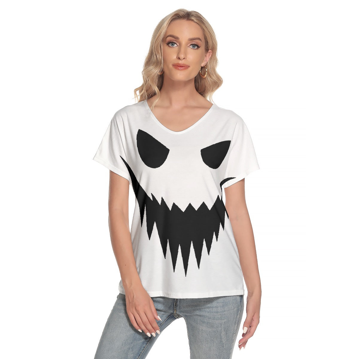 All-Over Print Women's Loose V-neck Short Sleeve T-shirt