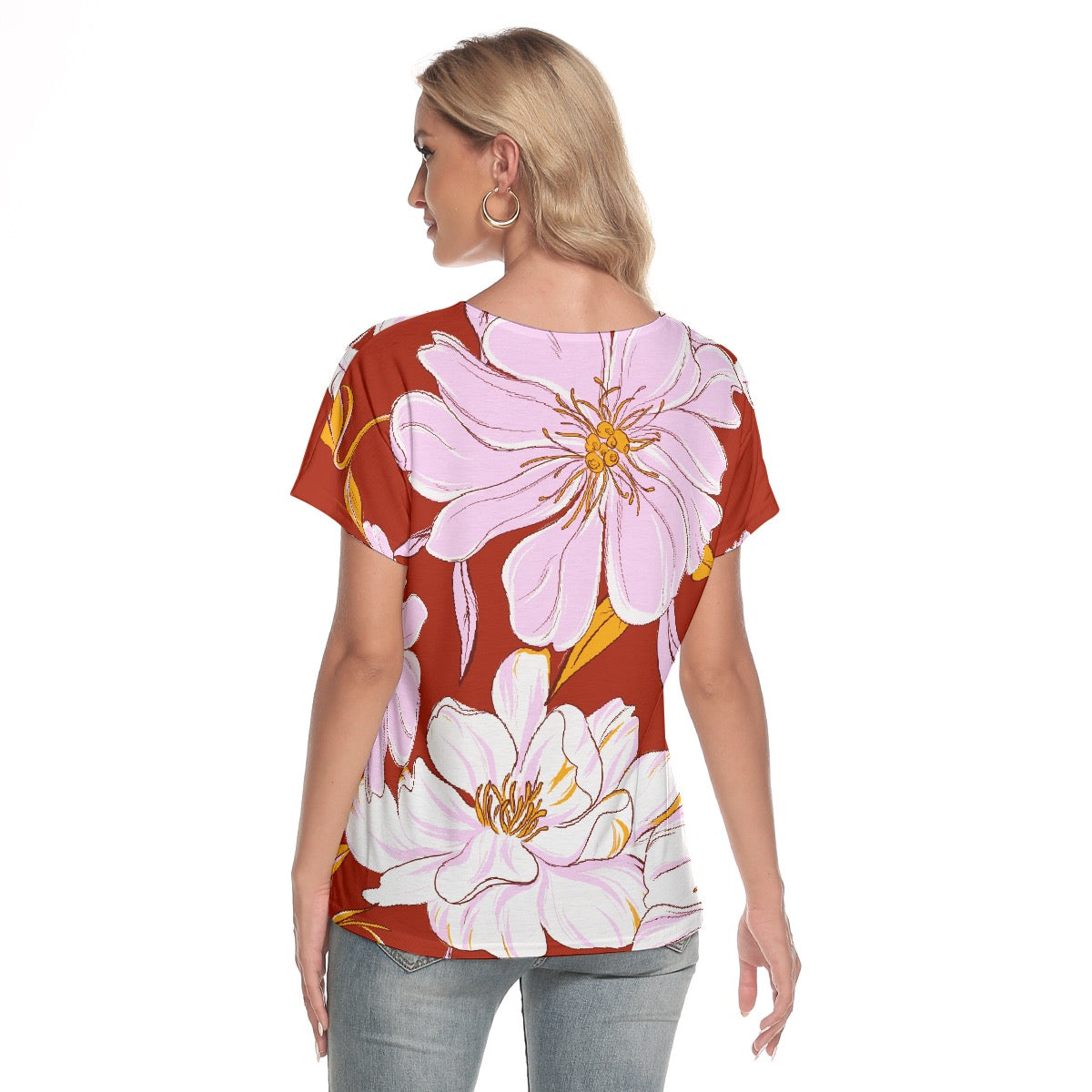 All-Over Print Women's Loose V-neck Short Sleeve T-shirt