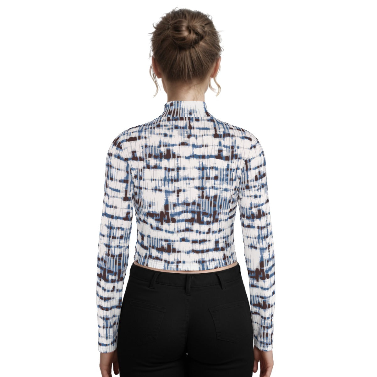 Eco-Friendly All-Over Print Women's Turtleneck T-shirt With Long Sleeve