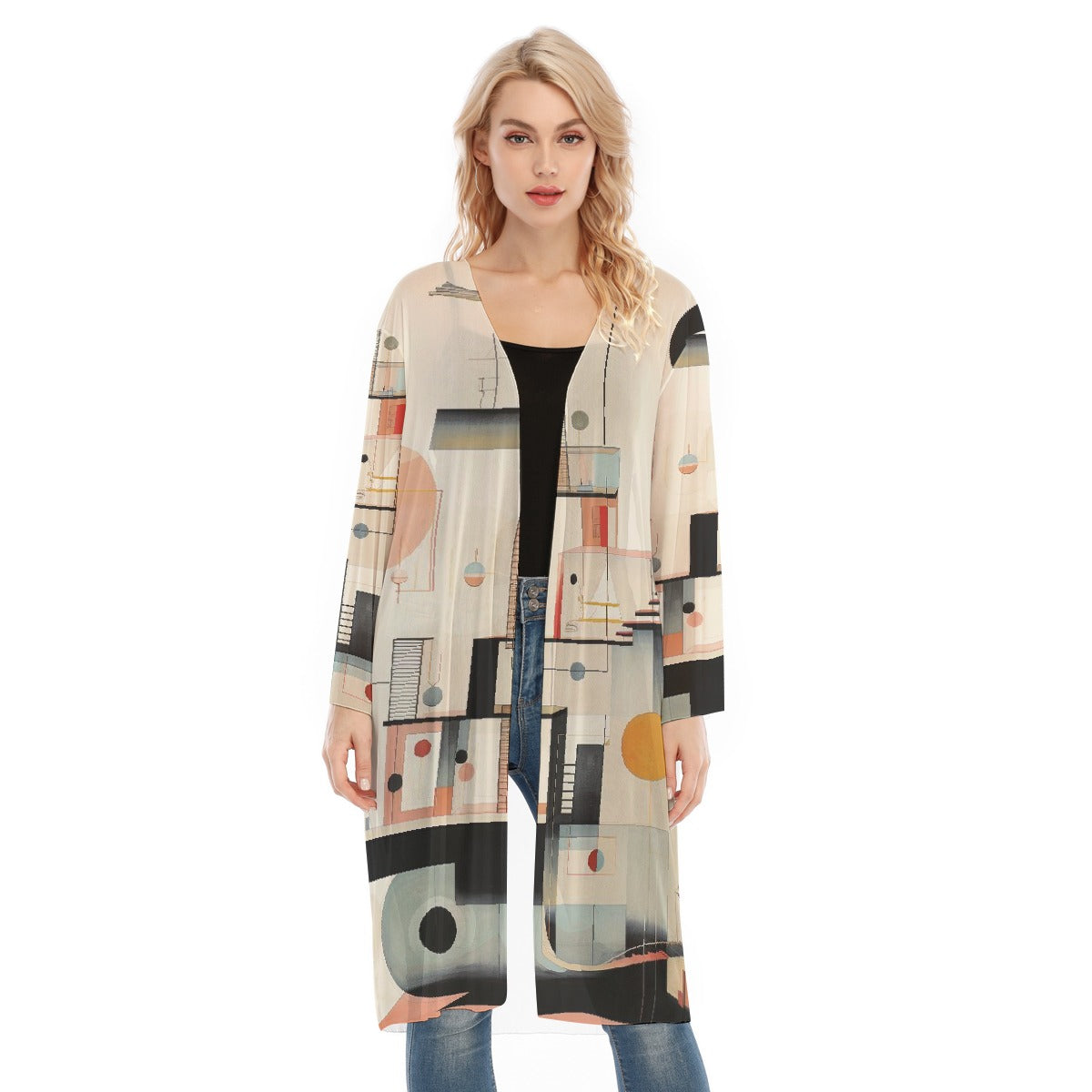 All- Over Print Women's Long Sleeve Mesh Cardigan