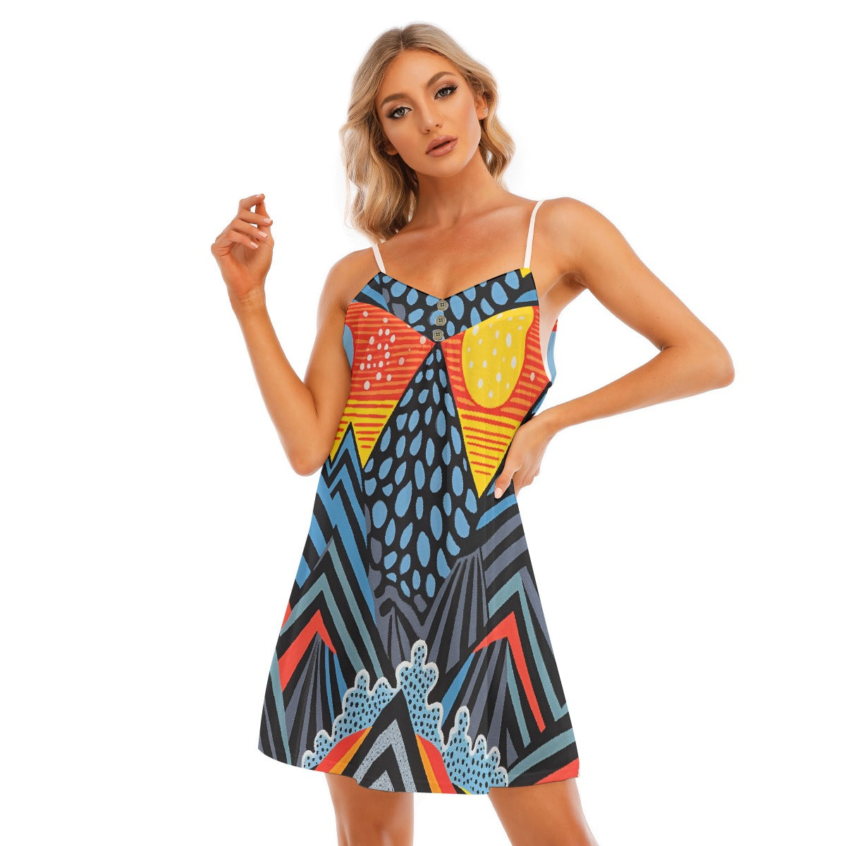 All-Over Print Women's V-neck Cami Dress