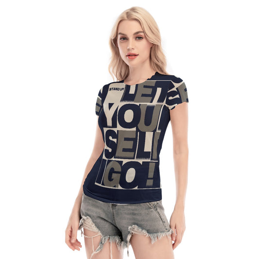 All-Over Print Women's Short Sleeve Mesh Blouse