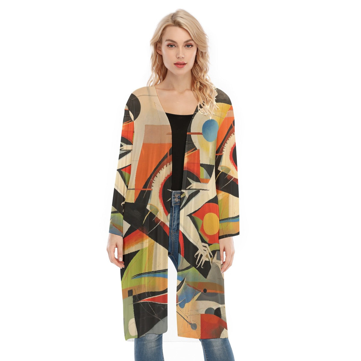 All- Over Print Women's Long Sleeve Mesh Cardigan