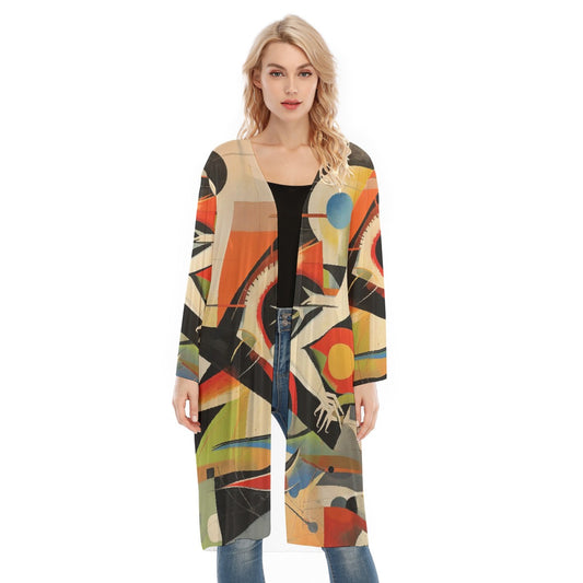 All- Over Print Women's Long Sleeve Mesh Cardigan