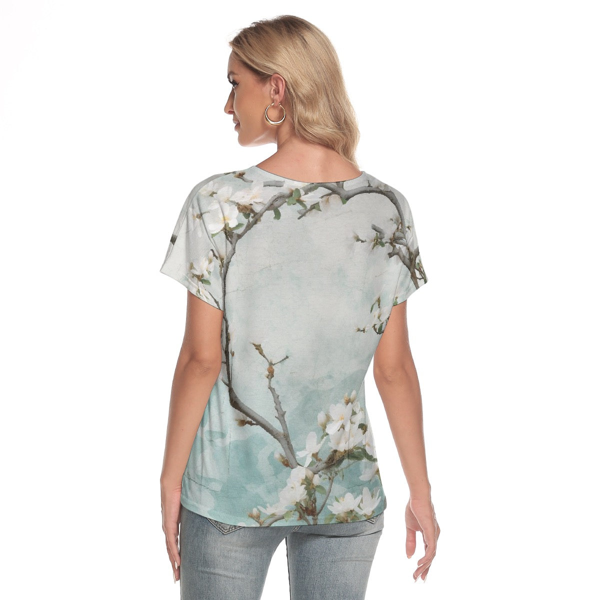 All-Over Print Women's Loose V-neck Short Sleeve T-shirt