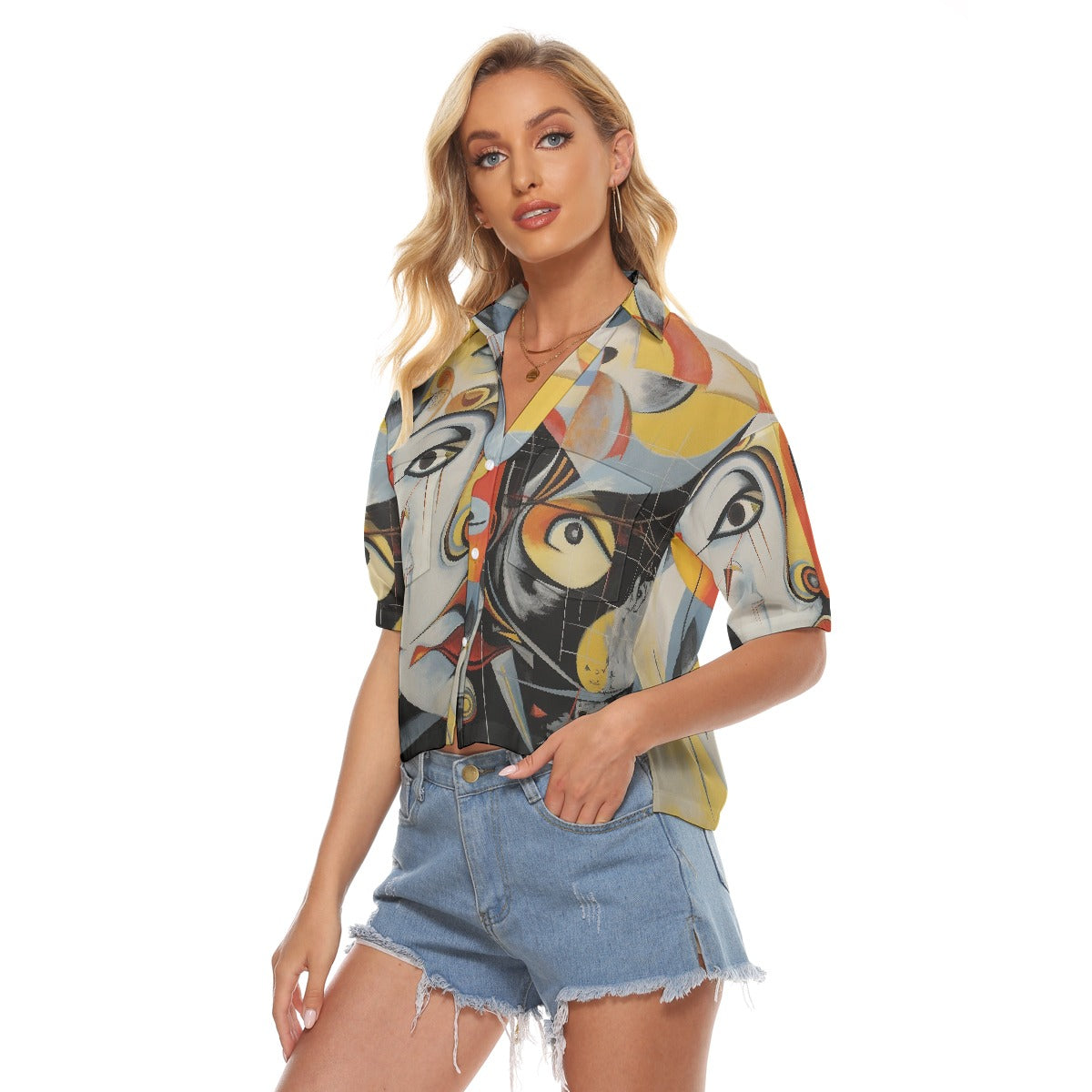 All-Over Print Women's V-neck Shirts