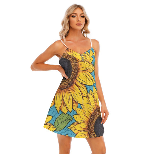 All-Over Print Women's V-neck Cami Dress