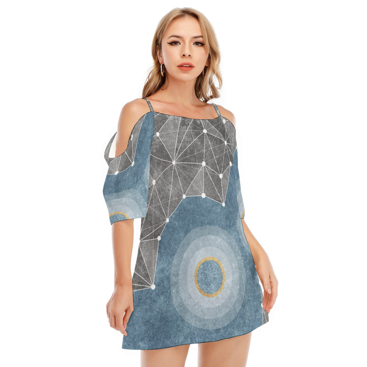 All-Over Print Women's Off-shoulder Cami Dress