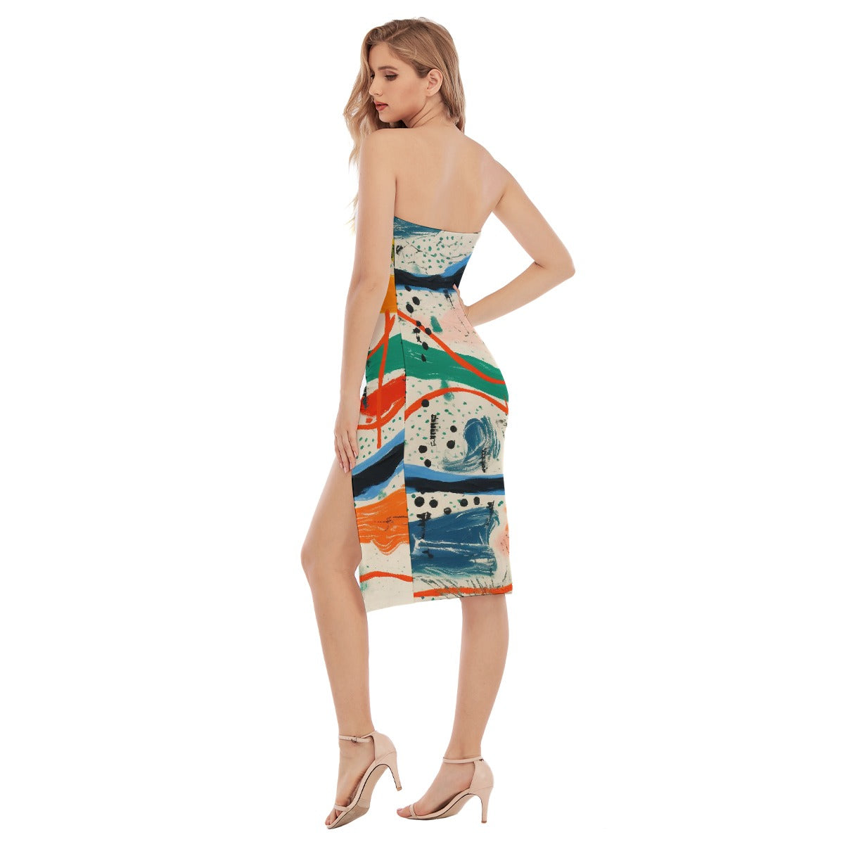 All-Over Print Women's Side Split Tube Top Dress