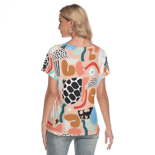 All-Over Print Women's Loose V-neck Short Sleeve T-shirt