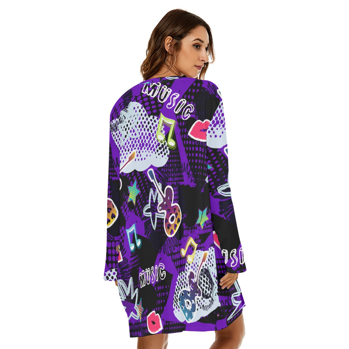 All-Over Print  Women's Loose Crew Neck Dress