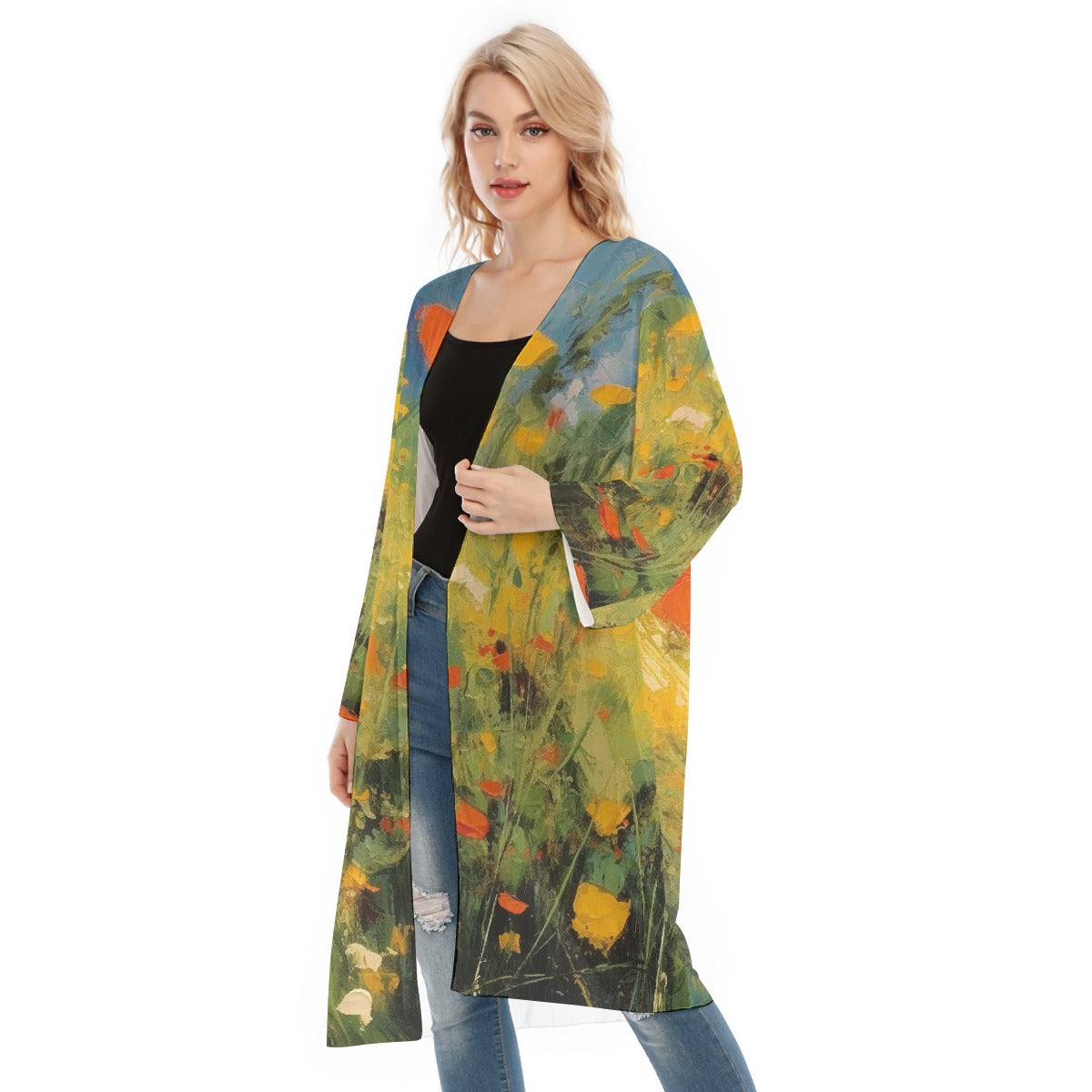 All- Over Print Women's Long Sleeve Mesh Cardigan