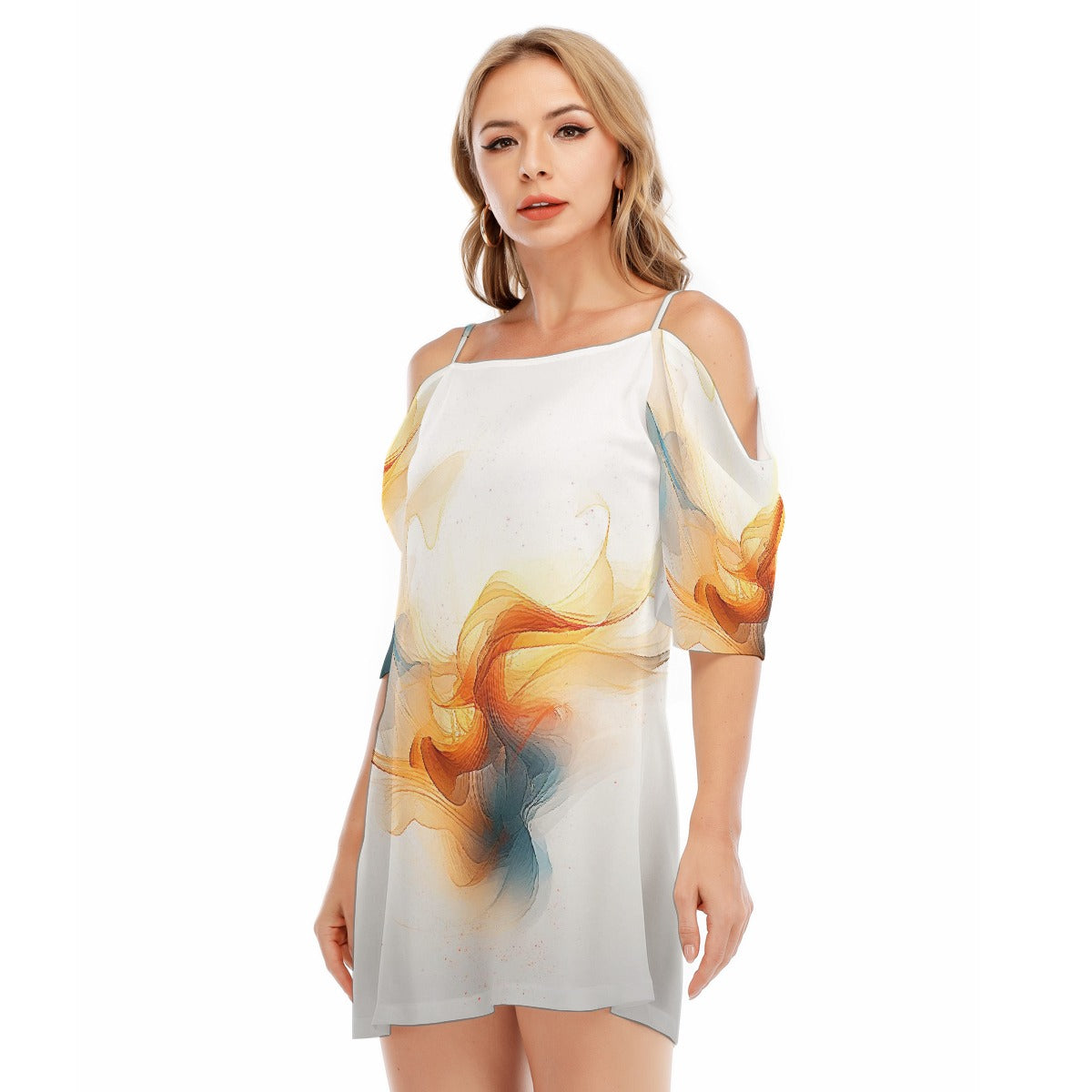 All-Over Print Women's Off-shoulder Cami Dress