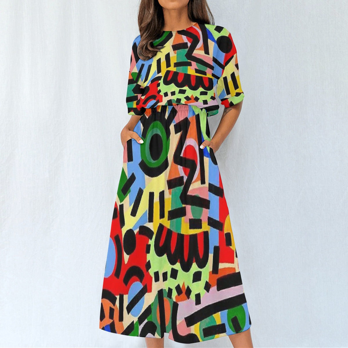 All-Over Print Women's Elastic Waist Dress