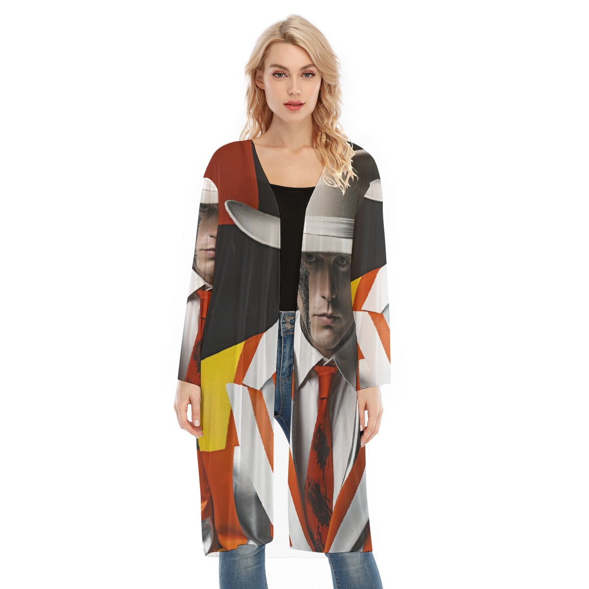 All- Over Print Women's Long Sleeve Mesh Cardigan