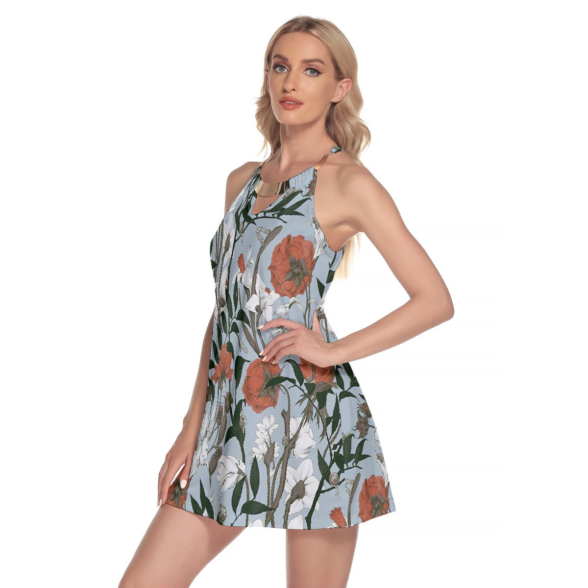 All-Over Print Women's Round Neck Above Knee Dress