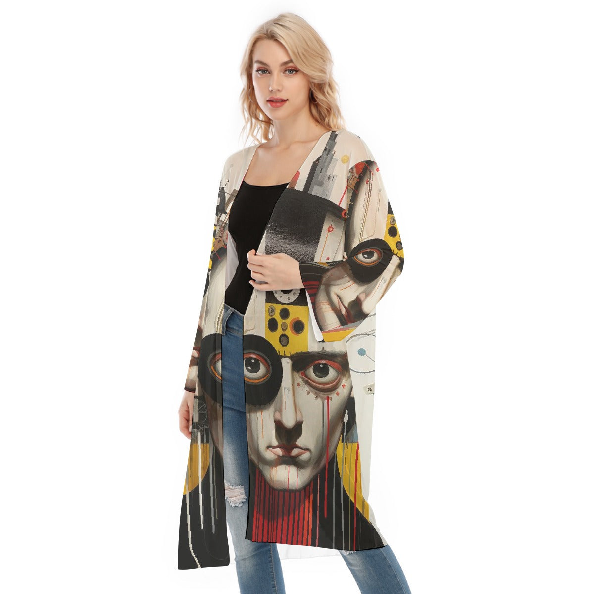 All- Over Print Women's Long Sleeve Mesh Cardigan