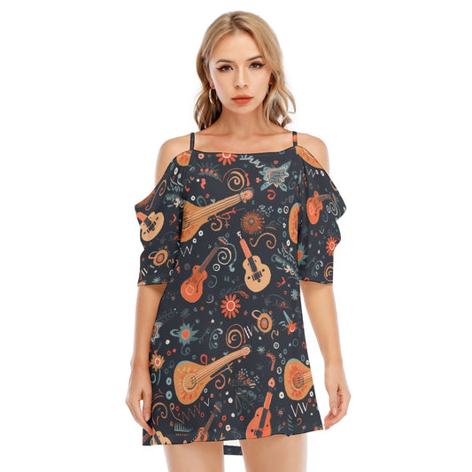 All-Over Print Women's Off-shoulder Cami Dress