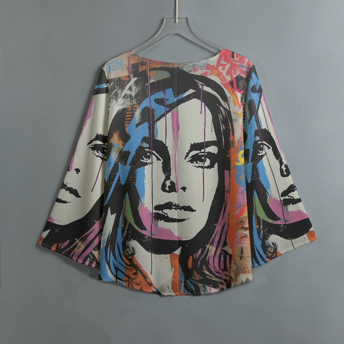 All-Over Print Women's V-neck T-shirt With Irregular Hem