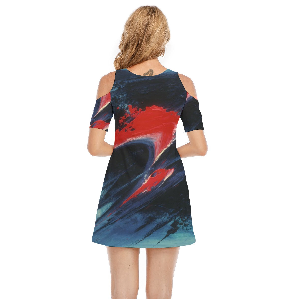 All-Over Print Women's Cold Shoulder Dress | 190GSM Cotton