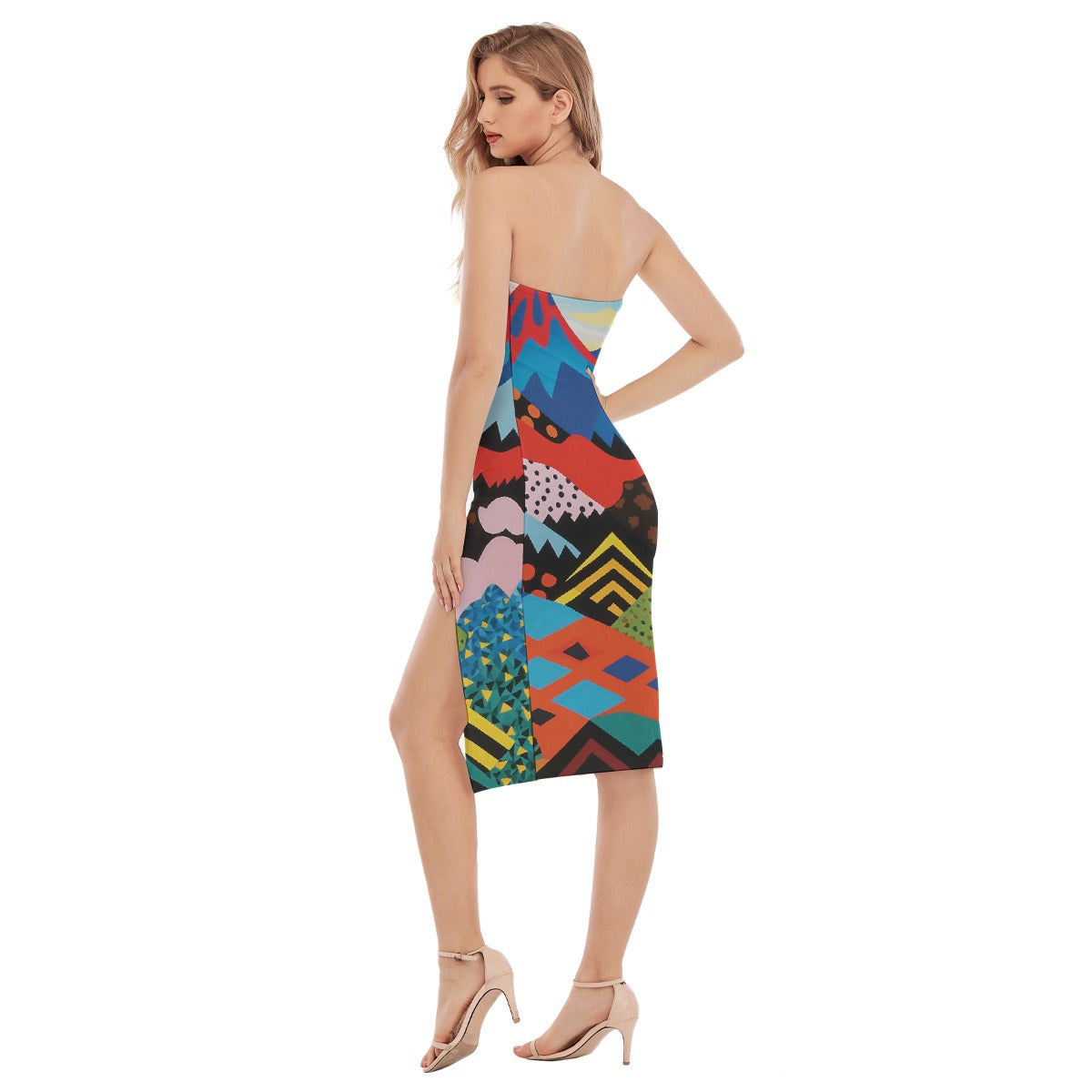 All-Over Print Women's Side Split Tube Top Dress