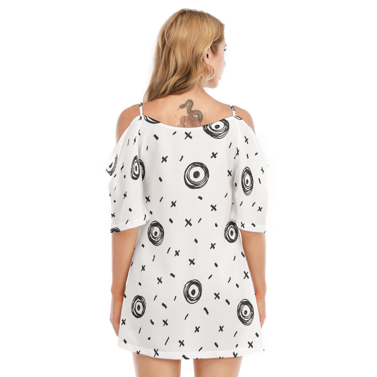 All-Over Print Women's Off-shoulder Cami Dress