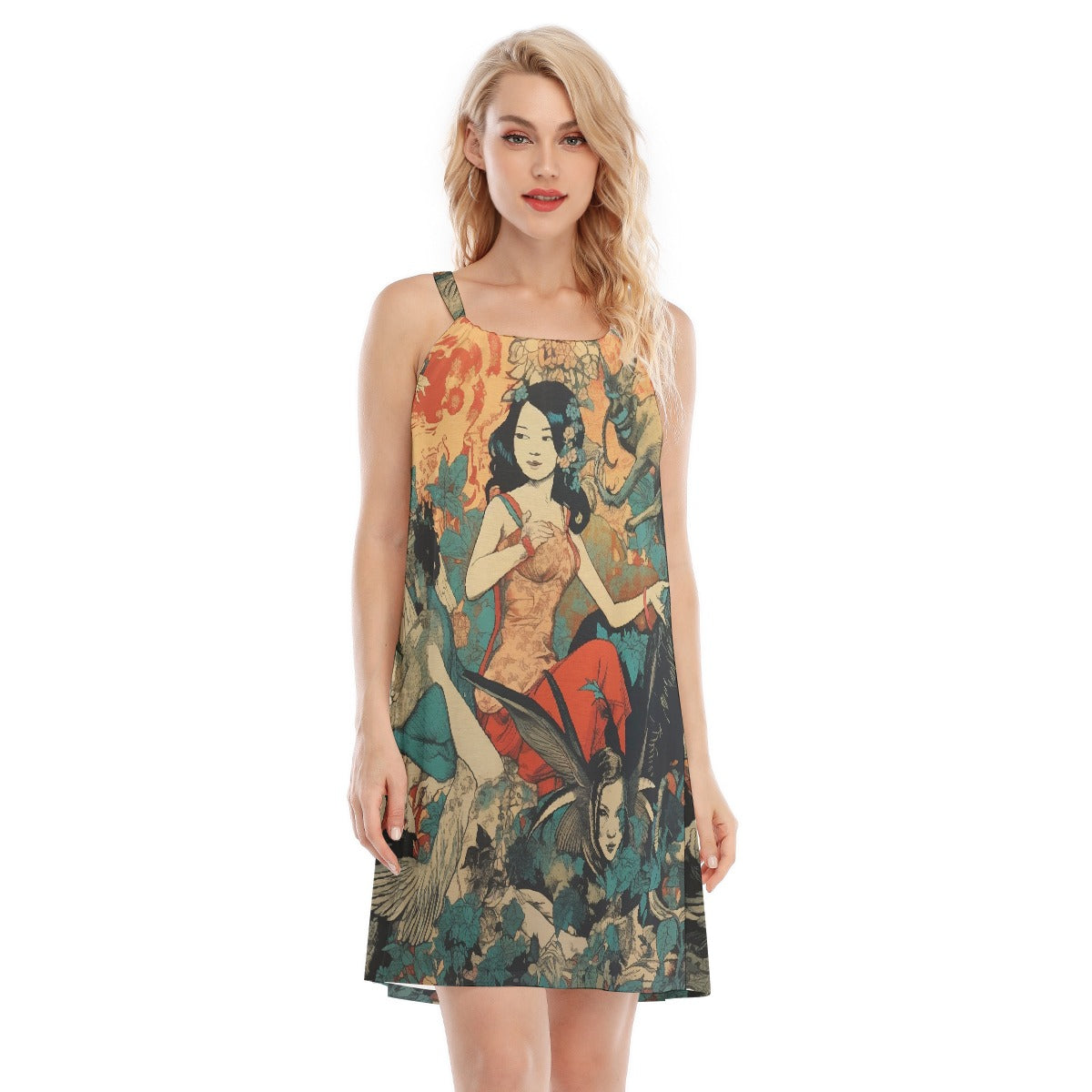 All-Over Print Women's O-neck Cami Dress