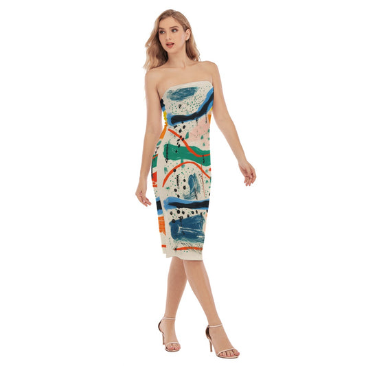 All-Over Print Women's Side Split Tube Top Dress