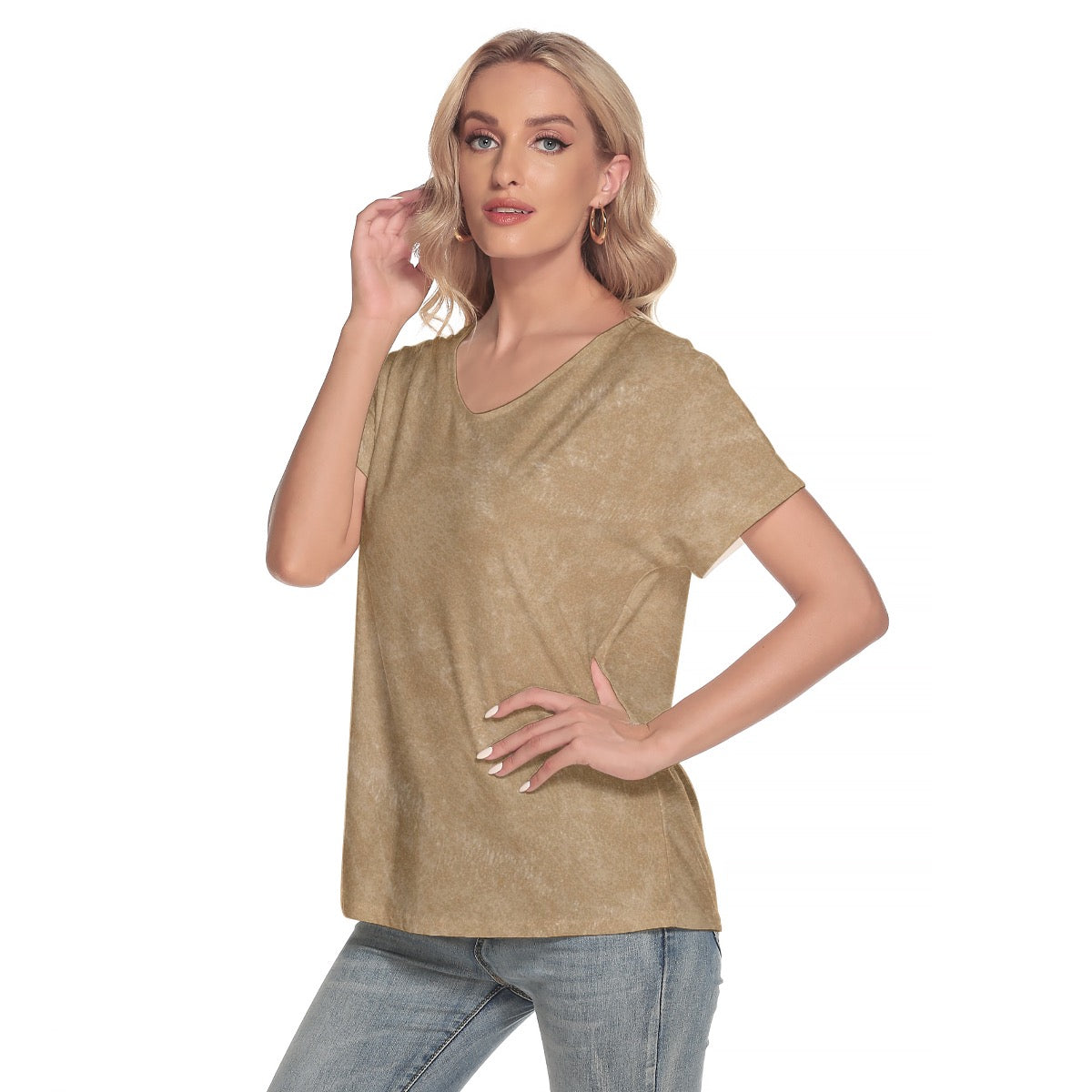 All-Over Print Women's Loose V-neck Short Sleeve T-shirt