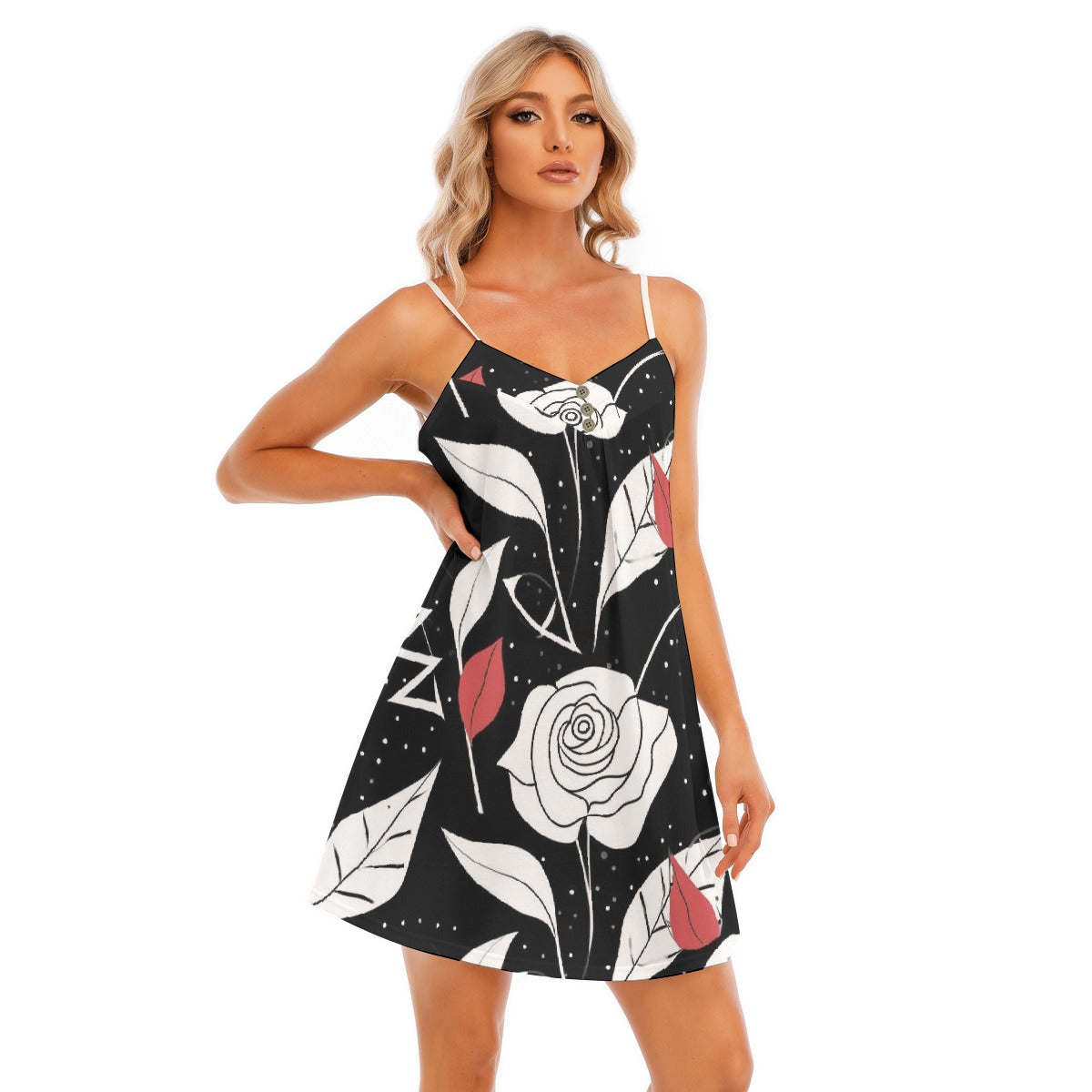 All-Over Print Women's V-neck Cami Dress