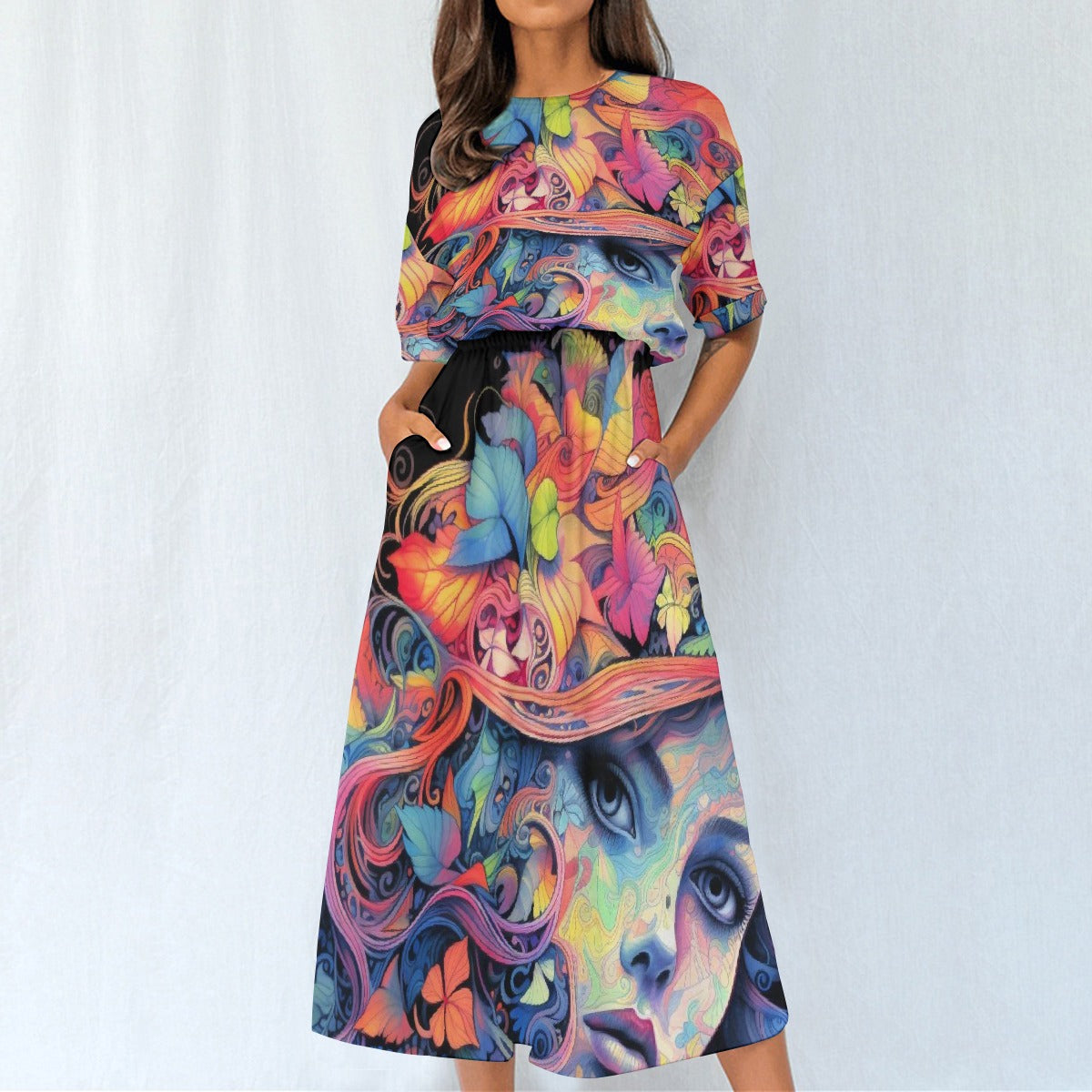 All-Over Print Women's Elastic Waist Dress