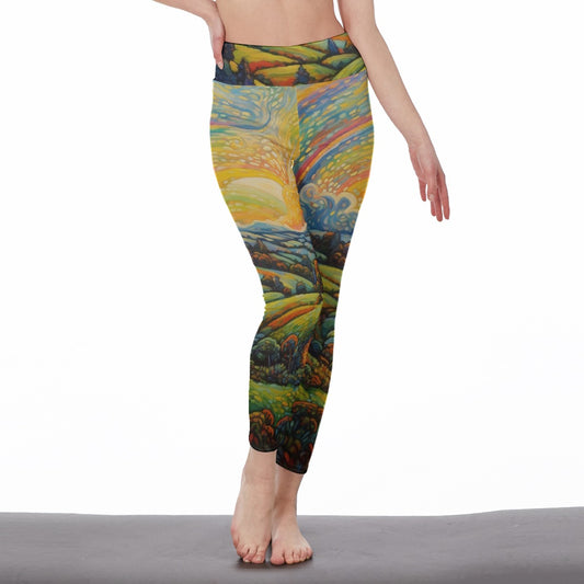 All-Over Print Women's High Waist Leggings | Side Stitch Closure