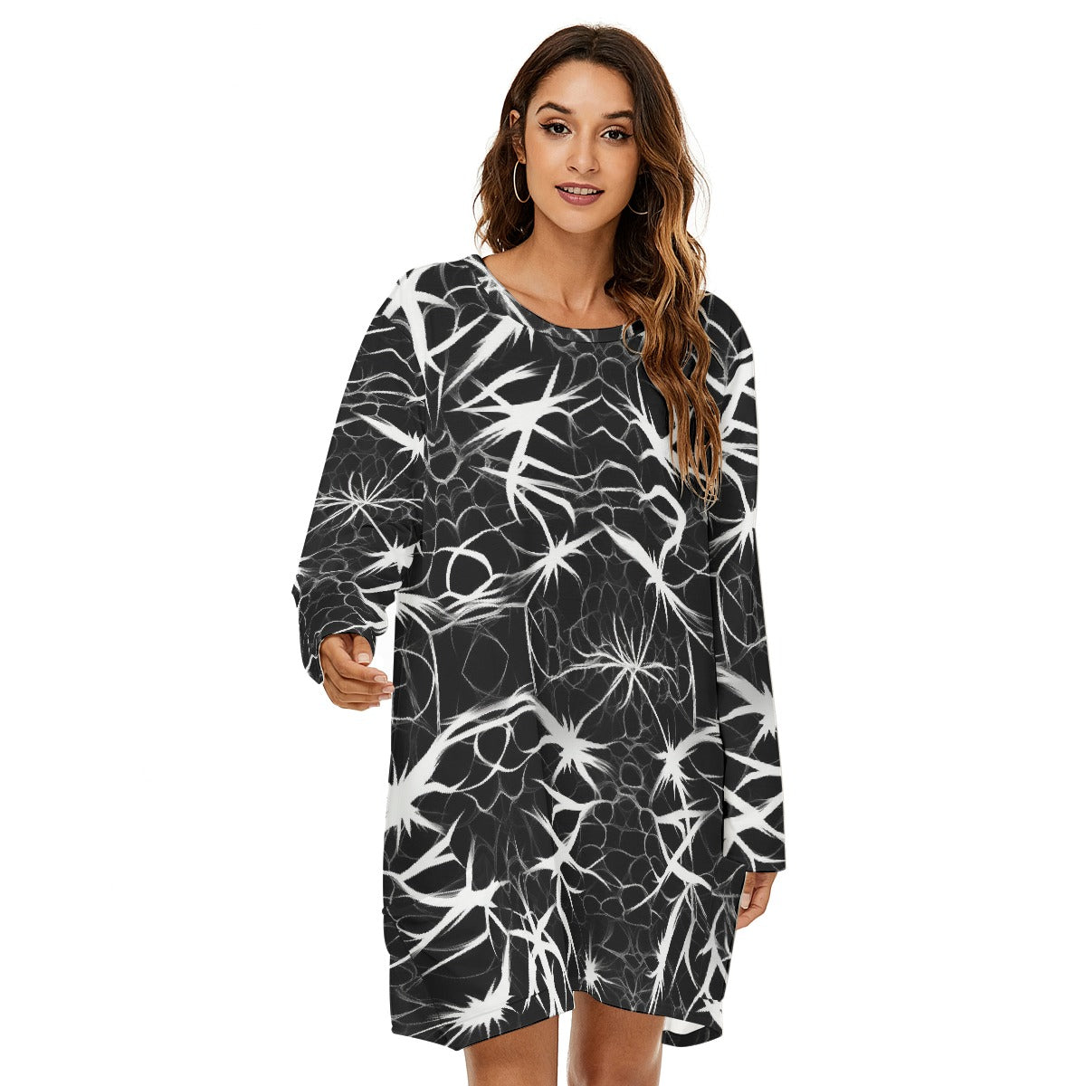 All-Over Print  Women's Loose Crew Neck Dress