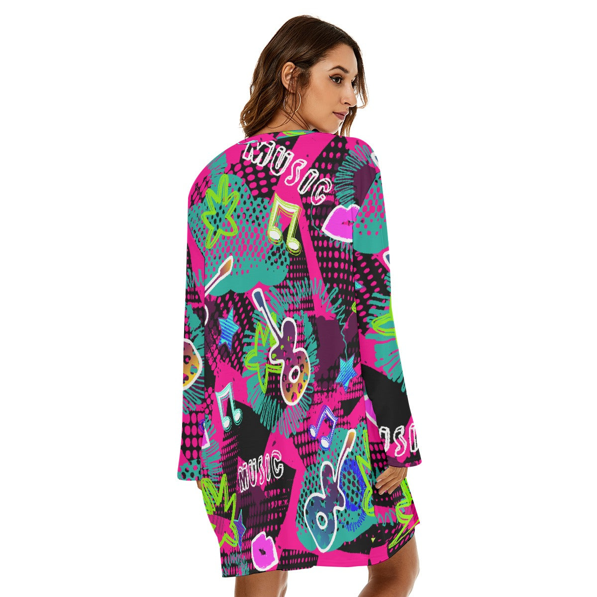 All-Over Print  Women's Loose Crew Neck Dress