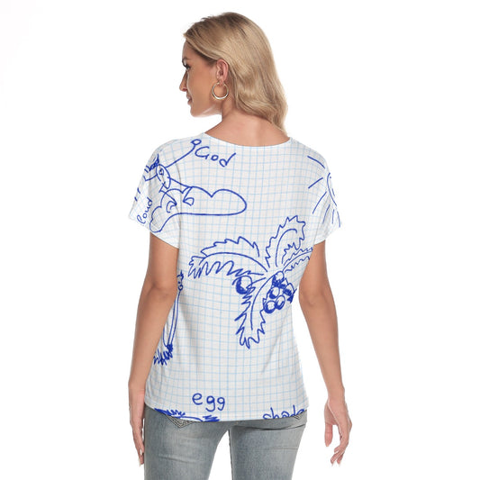 All-Over Print Women's Loose V-neck Short Sleeve T-shirt