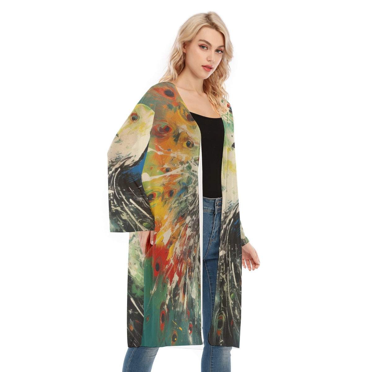 All- Over Print Women's Long Sleeve Mesh Cardigan