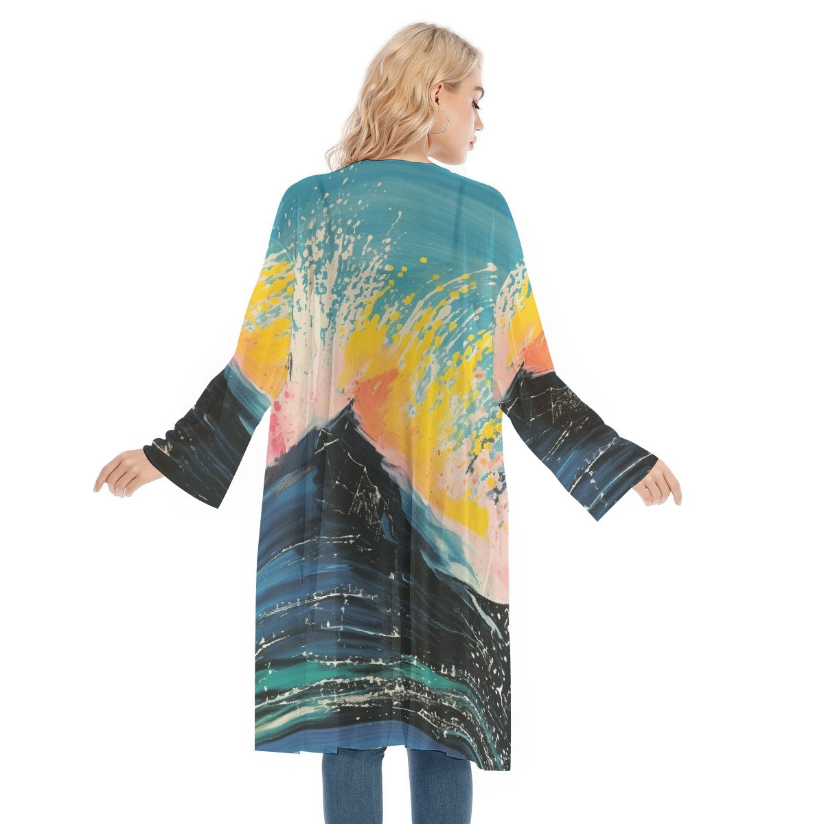 All- Over Print Women's Long Sleeve Mesh Cardigan