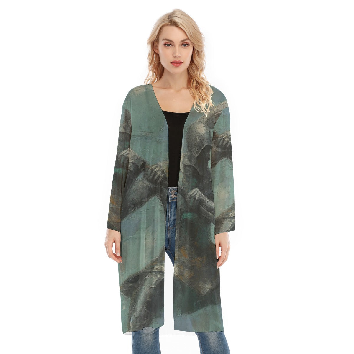 All- Over Print Women's Long Sleeve Mesh Cardigan