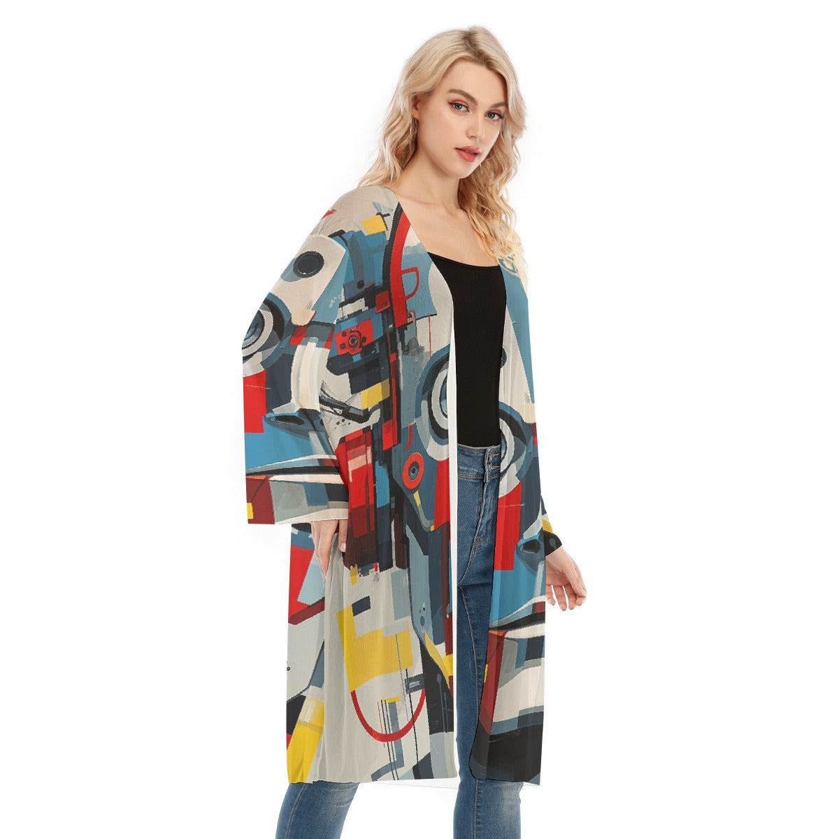 All- Over Print Women's Long Sleeve Mesh Cardigan