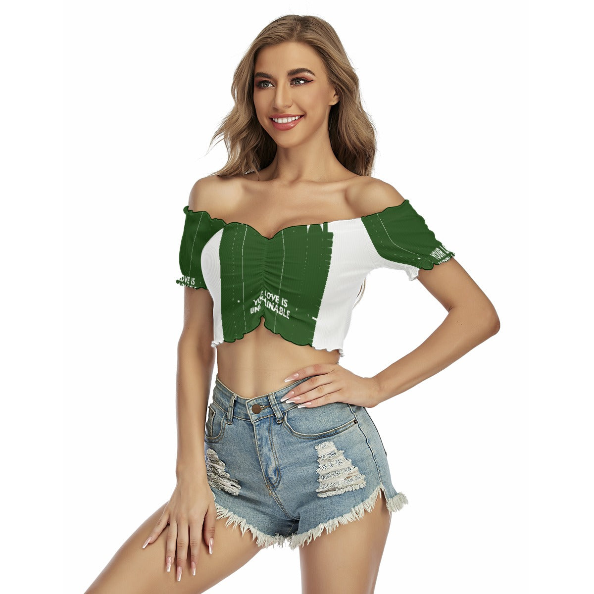 All-Over Print Women's One-shoulder Off-the-navel Short Sleeve T-shirt