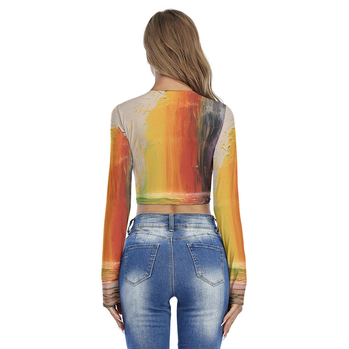 All-Over Print Women's Round Neck Crop Top T-Shirt