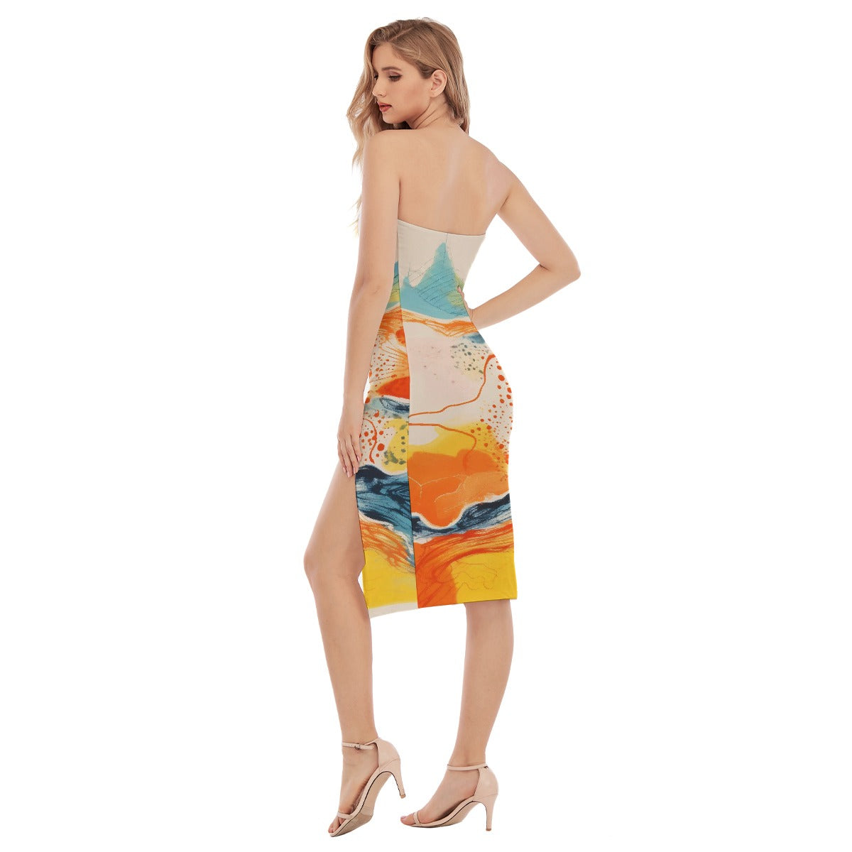 All-Over Print Women's Side Split Tube Top Dress