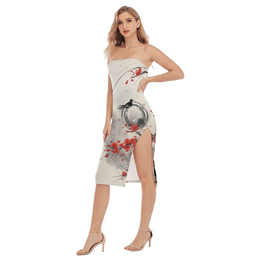 All-Over Print Women's Side Split Tube Top Dress