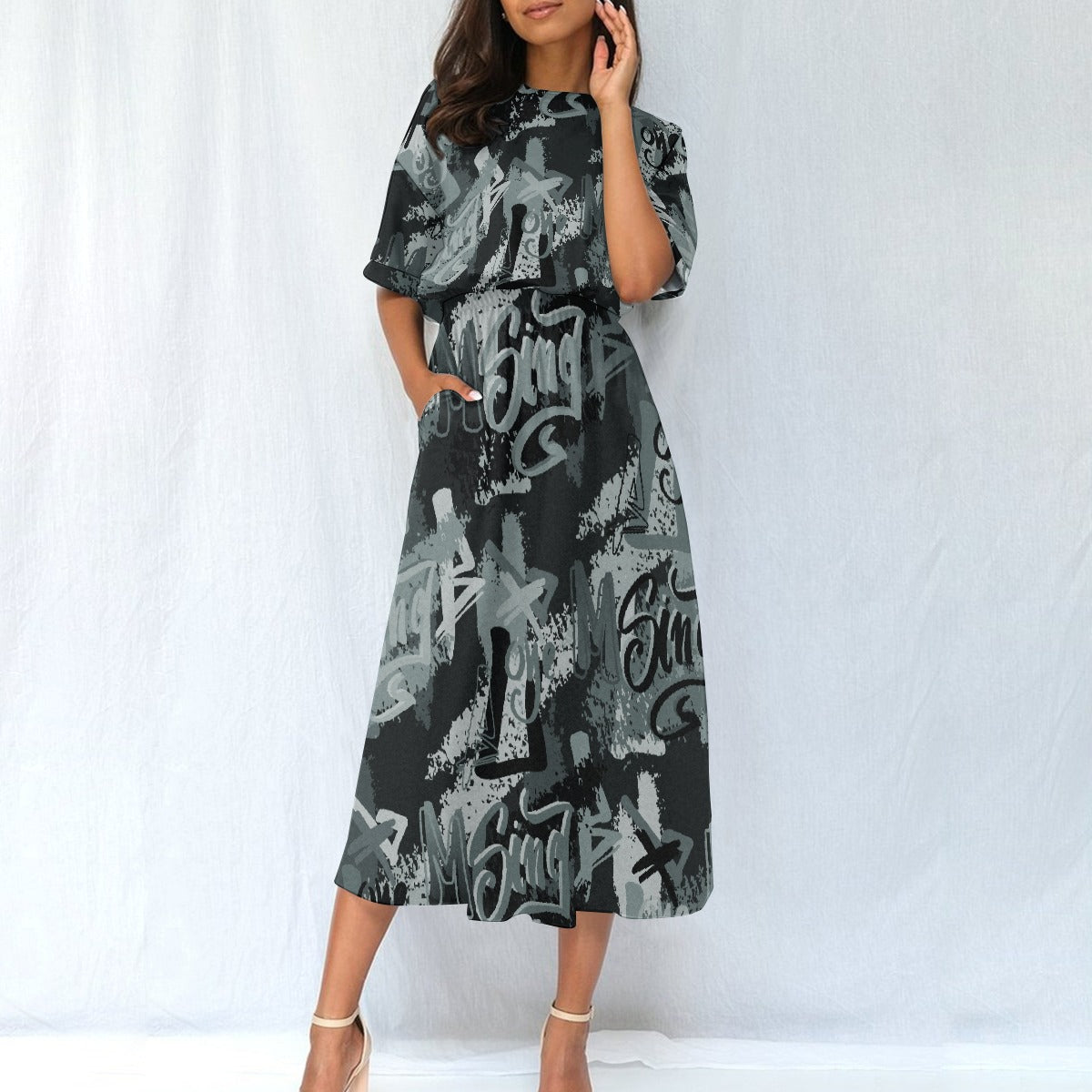 All-Over Print Women's Elastic Waist Dress